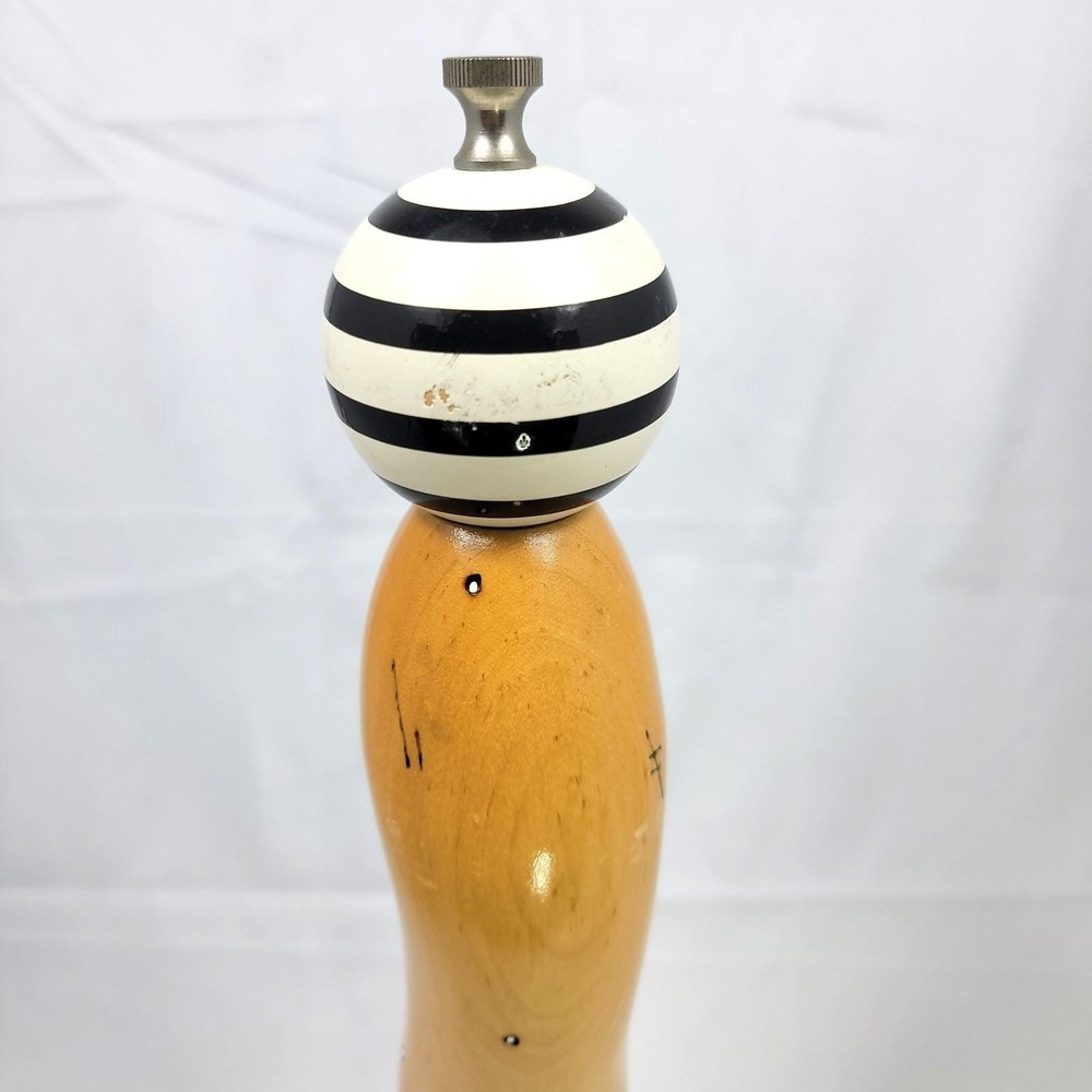 Robert Wilhelm Studio Art Wooden Pepper Mill Grinder Black White Polka Dot 18" - Picture 6 of 10